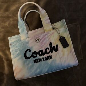 Coach Pastel Tie-Dye Canvas Tote with Black Logo